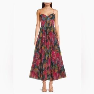 $392 NWT Hutch Strapless Brianna Dress Gown Rainbow Floral Tulle Sz XS S M L